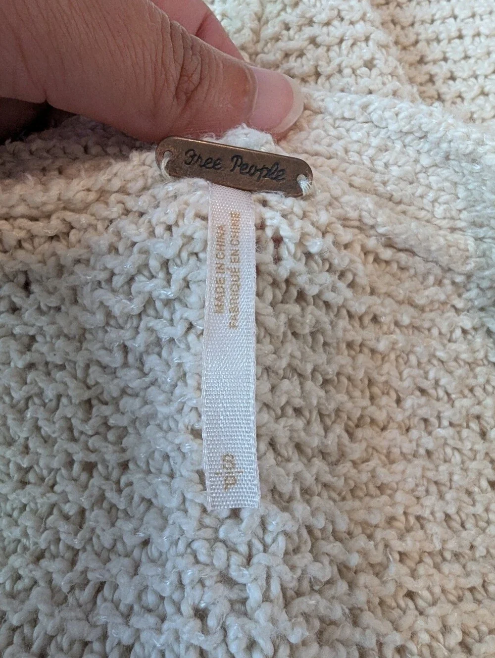 Free People Loose Knit Oversized Boxy Cream Open-Stitch Knit Cardigan